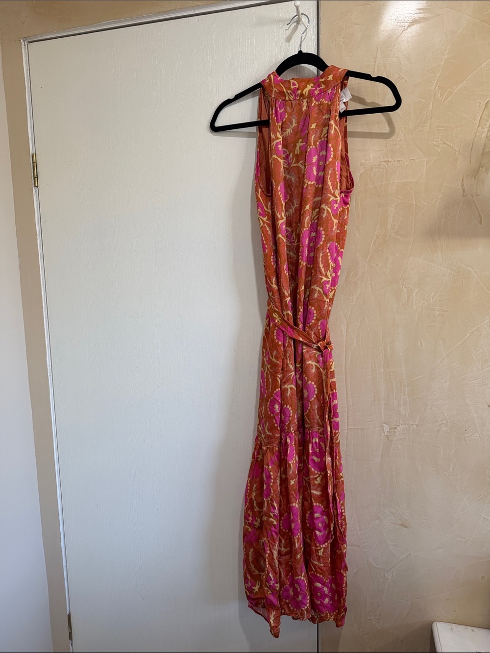 Cleobella Luella Pink & Orange Halter Maxi Dress with Tie Waist - Picture 4 of 7